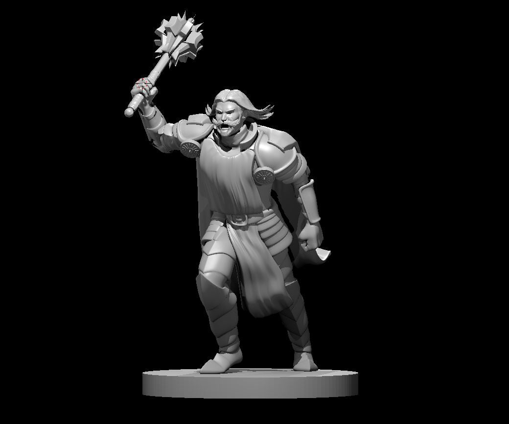 Human Male Cleric Charging - G3DR Miniature D&D